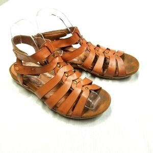 Baretraps Ronah Carmel Color Leather Sandals Sz 6.5 gladiator strappy brown‎